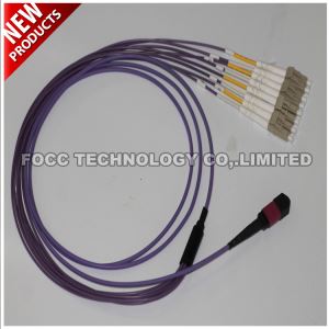 3.0mm Polarity B 12F MPO MTP-8LC Multimode Harness Fanout OM4 Voilet Plenum Cabling