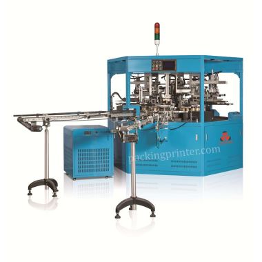 Five Colors Automatic Rotation Screen Printing Machine with Flame Treatment and Drying Oven System