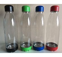 BPA Free Sport Water Bottles 25 OZ Tritan Non Toxic Plastic Reusable Flask with Stainless Steel Leak Proof Twist off Cap Steel Base Cola Bottle Shape
