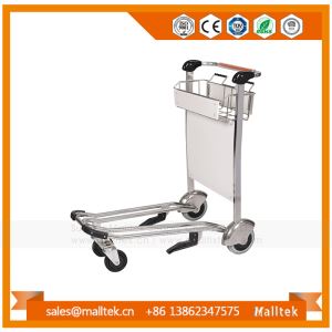 Stainless Steel Airport Baggage Trolley Cart for Luggage with Hand Brake