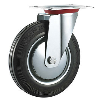 Industrial 8 Inch Swivel Iron Core Black Rubber Roller Bearing Castor Wheel
