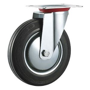 Swivel Iron Core Black Rubber Roller Bearing Castor Wheel