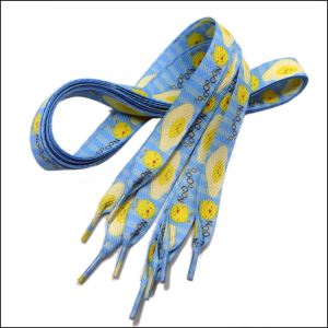 Blue Sublimation Logo V-shaped Weaving Style Shoelace