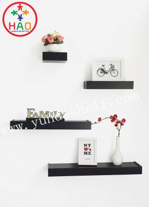 HAO Set of 4,6 Inch Depth Modern Floating Wall Shelves Storage Display Shelf Black Finish