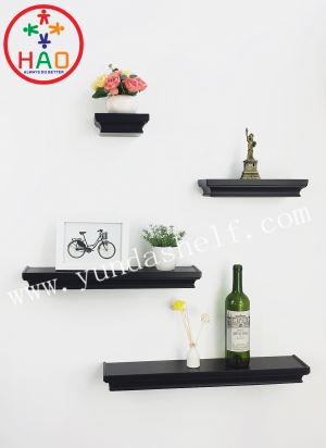 HAO Set of 4,6 Inch Depth Classic Floating Wall Shelves Storage Display Shelf Black Finish