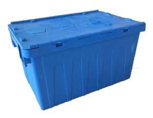 600mm X 400mm X 315mm(56L) Nestable Virgin PP Made Plastic Moving Tote with Card Holders