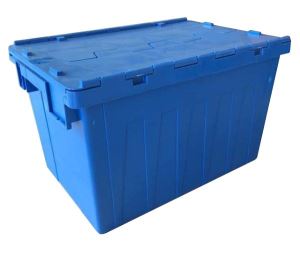 600mm X 400mm X 355mm(61.5L) High Quality Security Plastic Nestable Box with Hinged Lid