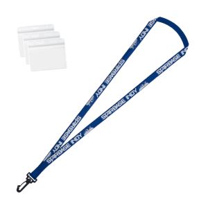 3/8'' School Tubular Lanyards with Name Badge Clips in Blue color