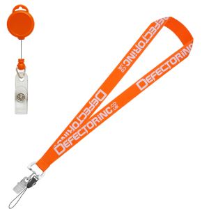 Retractable Bulldog Lip Printed Cell Phone Neck Strap Fabric Lanyards for Exhibition