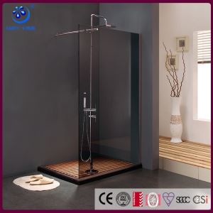 Frameless Walk in Shower Enclosure, Single Panel Bathroom Shower Stall,Grey Glass ,33 X76, Chrome Finish (KD8006)