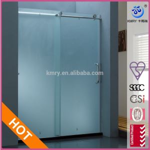 Frameless Alcove Bathroom Sliding Shower Door, Custom Built, Frosted Glass, Polished Chrome Finish - (5 Feet Rail Length) KD8013A