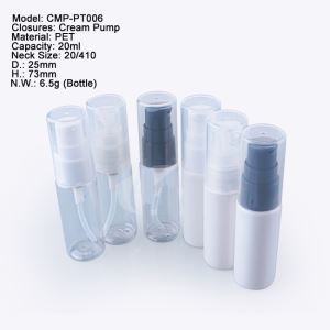 Small 20ml Transparent Plastic PET Bottles with Cream Pump