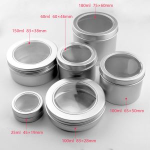 All Kind Aluminum Jar Tin With Clear Windows Cap