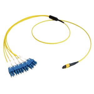 Fiber Optical 12F MPO MTP Singlemode Breakout OS2 Yellow OPNR Cable Assembly