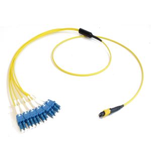 Yellow 12F MPO LC Fiber Optic Patch Cord Cable Used to Interconnect Assembly