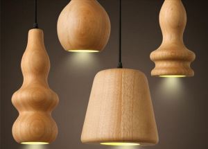 Modern Wire Pendant Lights Wooden Bamboo Pendant Lighting For Restaurant Decoration