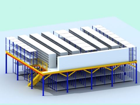 High Density Storage Racking Support Multi Layer Mezzanine