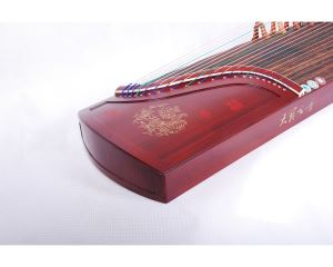 Professional Redwood Guzheng Carved with Pictures That Phoenix Wearing Peony Pattern