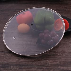 Clear Float G Type Universal Cooking Pan Lids Factory,10/12/14 Inch Frying Pan Glass Lid ,12-36cm Frying Pan Glass Lid.8mm Knob Hole ,4mm Steam Hole.