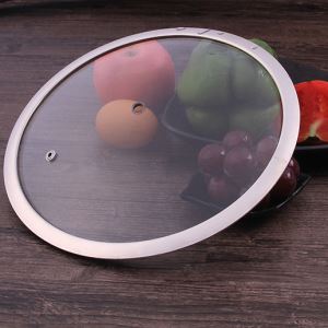Low Price Hot Selling Tempered Glass Universal Skillet Lid ,skillet Cover with Stainless Steel Ring,Glass Lid Manufacturer ,Made in China