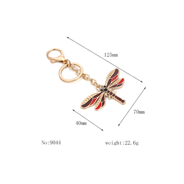 Light Wine Red And Bright Red Metal Dragonfly Hardware Bag-Pendant