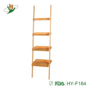 Free Standing Bamboo Bathroom Storage Ladder with Shelves for Towels, Soap, Candles, Tissues, Lotion, Accessories