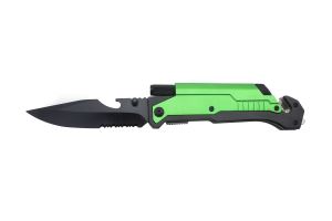 440C Stainless Steel Military Combat Tactical Knife Black Blade with LED Light