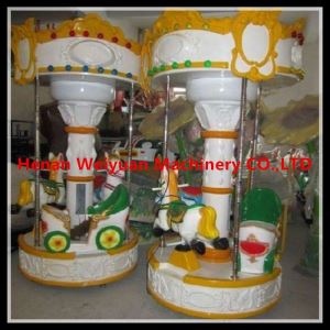 4 Seats Roundabouts for Child Outdoor Amusement Park Kiddie Mini Carousel Rides with LED Lights