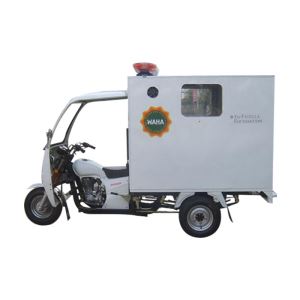 Water-cooled Adult 200cc Durable Petrol Three Wheel Motorcycle for Emergency with Enclosed Cabin