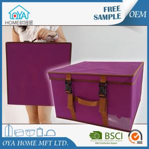 Large Purple Fabric Household Clothes Storage Boxes with Lids and Handle