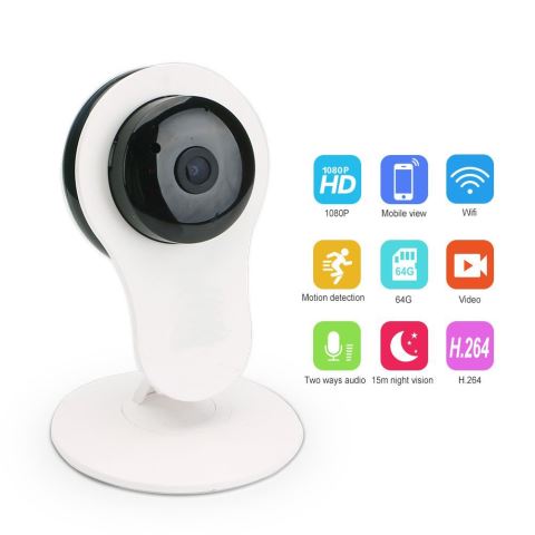 Wireless WiFi IP Camera 1080P Home Cameras for Security Monitoring Baby/Edler/Pet/Dog Pan Tilt Night Vision Plug/Play with Audio White