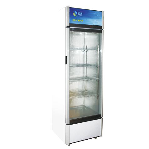 Side Open Single Glass Door Upright Display Freezer for Drinks or Beverage with AD Lamp Boxes