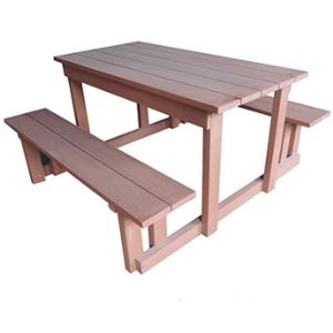 Outdoor WPC Wood Table with Bench for Garden and Park