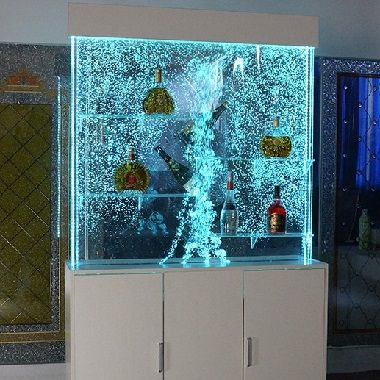H2*W1.2 M Digital Dancing LED Wall Bubble Panel Water Feature Displayer Cabinet with Shelves Modern Furniture