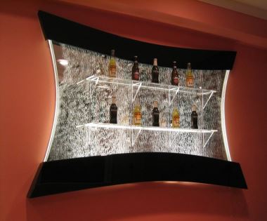 Restaurant Furniture LED Hanging Waterfall Fountain Indoor Wine Cabinet Acrylic Bubble Wall