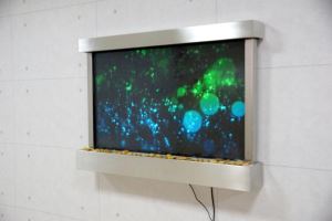 Wall-mounted 70'' LCD TV Screen Indoor Waterfall Wall with Stainless Steel Frame for Playing Commercial Ads
