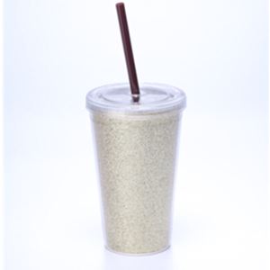 12 Ounce Plastic Cup Children Gift With Golden Glitter DIY Paper Inset