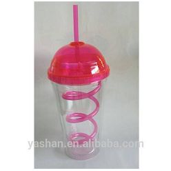 16OZ Double Wall Plastic Clear Cups with Dome Lids for Cold Drinks Iced Coffee Fruit Drinking