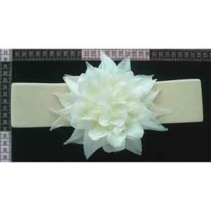 Ivory Elastic Belt With Flower