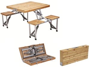 Outsunny Portable Lightweight Folding Suitcase Picnic Table W/ 4 Chair Sets