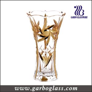 Golden Plating Tall Glass Vase