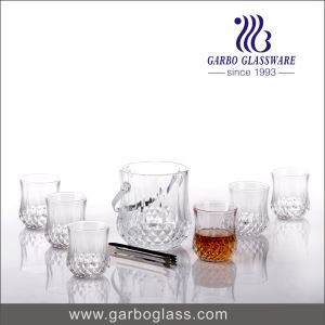 7pcs Clear Glass Ice Bucket Sets With 7oz Glass Tumblers