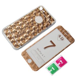 High Quality 360 Phone Case With Glitter Diamond 4D Tempered Glass Screen Protector For Iphone 6/6plus/7/7plus