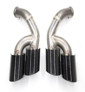 Silver and Black Mirror Polished GTS Style 304 Stainless Steel Double Heat Insulation 4-Hole Vent Exhaust Pipe Tips Muffler For Cayenne 958.2 (2015+)
