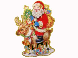 New 3D Glitter Christmas Santa Claus Snowman Angel Snow and Tree Paper Sticker for Window and Wall Decoration