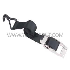 Ratchet Tie Down Strap Over Center Buckle with Flat Hooks