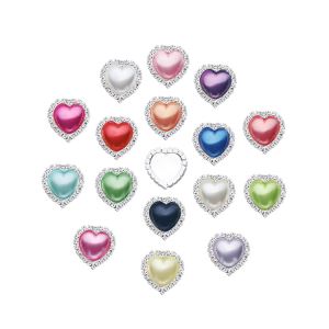 Heart Pearl Rhinestone Buttons