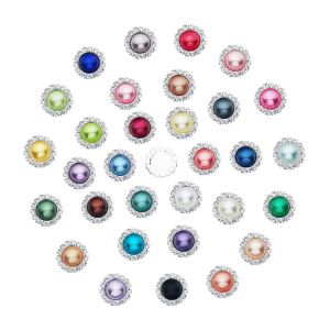 Pearl Crystal Buttons Flat Back