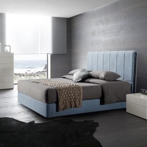 Super King Fabric Gas Lift Ottoman Storage Bed Frame with Headboard