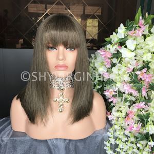 Top Bleached Knots Lace Front Human Hair Wigs Brazilian Colored Bob Wig With Bangs